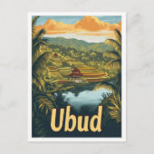 Ubud Bali Indonesië Vintage Travel Illustratie Briefkaart (Voorkant)