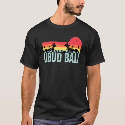 Ubud Bali Retro Sunset Vacation Holiday T-shirt (Voorkant)