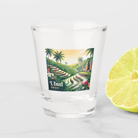 Ubud Indonesië Shot Glas (Voorkant)