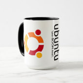 Ubuntu koffie-mok met logo en Tux Mok (Voorkant links)