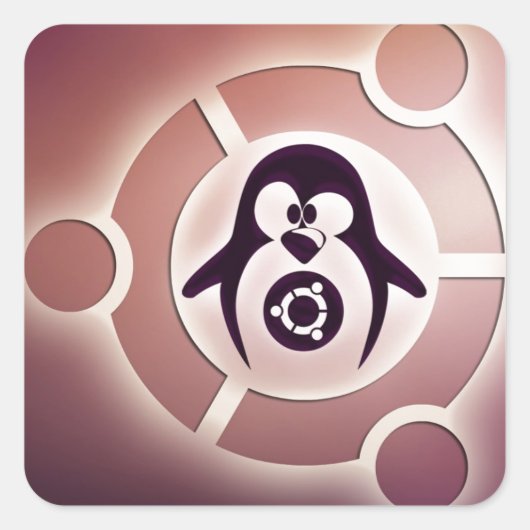 Ubuntu Linux Circle of Friends Logo met Tux Vierkante Sticker (Voorkant)