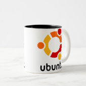Ubuntu Linux Open Source Tweekleurige Koffiemok (Voorkant rechts)