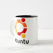 Ubuntu Linux Open Source Tweekleurige Koffiemok (Voorkant links)