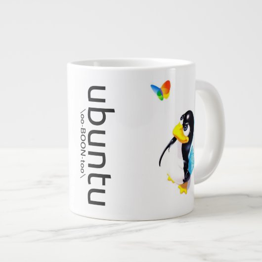 Ubuntu-mok met Windows met Tux-staal Grote Koffiekop (Voorkant rechts)