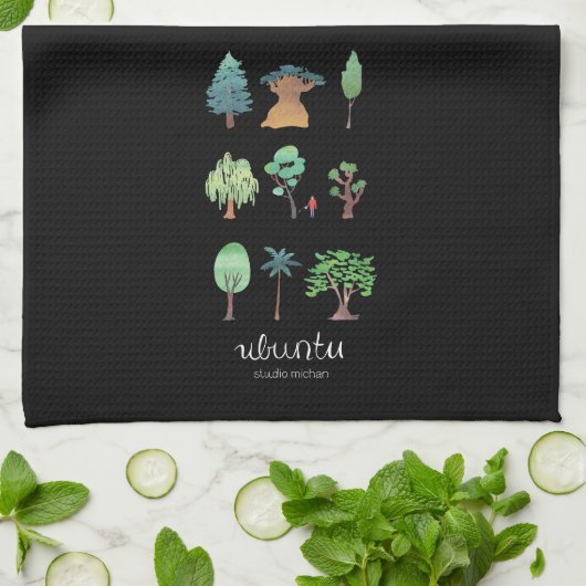 Ubuntu Tree Kitchen Towel (zwart) Theedoek (Gevouwen)