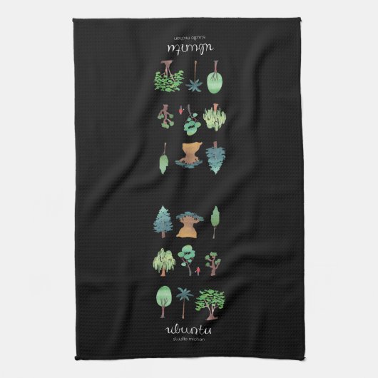 Ubuntu Tree Kitchen Towel (zwart) Theedoek (Verticaal)