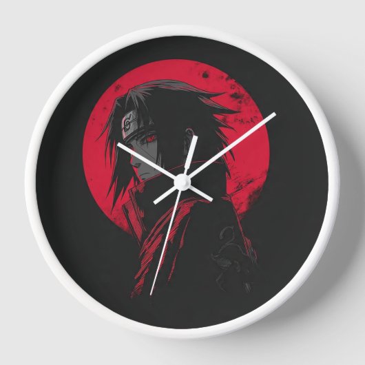 Uchiha Clan Rode Maan Wandklok - Naruto Anime Dec (Voorkant)