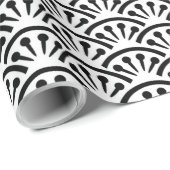 Uchiwa Black en White Japans fan Pattern Cadeaupapier (Rol Hoek)