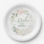 Ucoliptica bladeren en roze rozen krans papieren bordje (Voorkant)