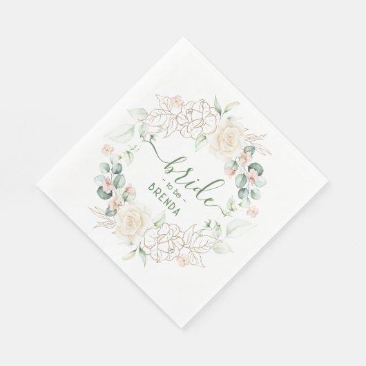 Ucoliptica bladeren en roze rozen krans servet (Hoek)