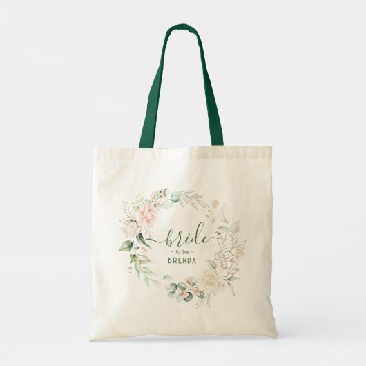 Ucoliptica bladeren en roze rozen krans tote bag (Achterkant)