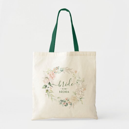 Ucoliptica bladeren en roze rozen krans tote bag (Voorkant)