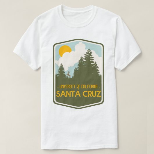 UCSC Santa Cruz Forest met Deer (geel) T-shirt (Design voorkant)