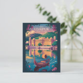 Udaipur India City Palace Illustratie Reiskunst Briefkaart (Staand voorkant)