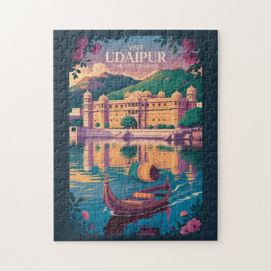 Udaipur India City Palace Illustratie Reiskunst Legpuzzel (Verticaal)