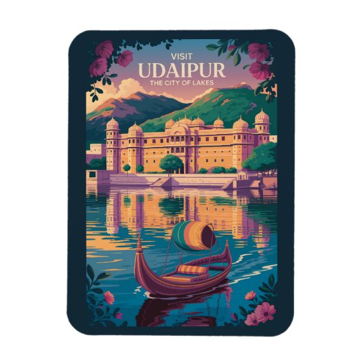 Udaipur India City Palace Illustratie Reiskunst Magneet (Verticaal)