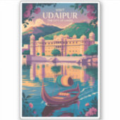 Udaipur India City Palace Illustratie Reiskunst Sticker (Voorkant)