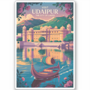 Udaipur India City Palace Illustratie Reiskunst Sticker