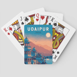 Udaipur India Illustratie Reizen Art Vintage Pokerkaarten