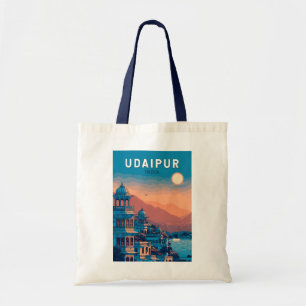 Udaipur India Illustratie Reizen Art Vintage Tote Bag
