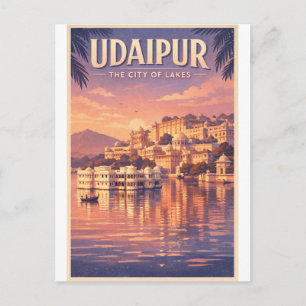 Udaipur, India, in klassieke retro reisstijl Briefkaart