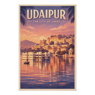 Udaipur, India, in klassieke retro-reisstijl Perfect Poster