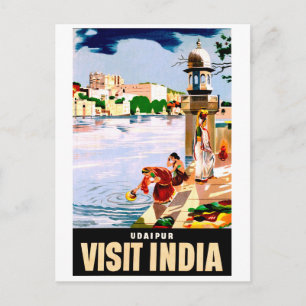 Udaipur, India. Vrouwen bij het meer. Oude reis Briefkaart