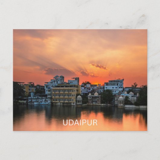 Udaipur Zonsondergang over Lake Pichola Briefkaart (Voorkant)