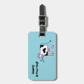 Udderly A-moo-sing Singing Koe Pun Cartoon Design Bagagelabel (Voorkant verticaal)