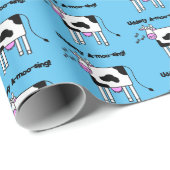 Udderly A-moo-sing Singing Koe Pun Cartoon Design Cadeaupapier (Rol Hoek)