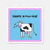 Udderly A-moo-sing Singing Koe Pun Cartoon Design Servet (Voorkant)