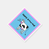 Udderly A-moo-sing Singing Koe Pun Cartoon Design Servet (Hoek)