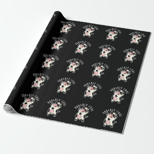 Udderly Cool Funny Koe Pun Dark BG Cadeaupapier