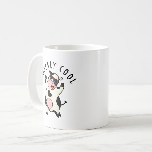 Udderly Cool Funny Koe Pun Koffiemok (Voorkant links)