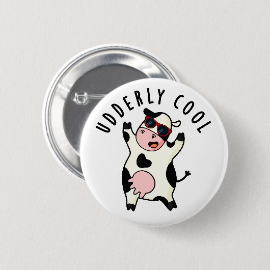 Udderly Cool Funny Koe Pun Ronde Button 5,7 Cm (Voorkant /achterkant)