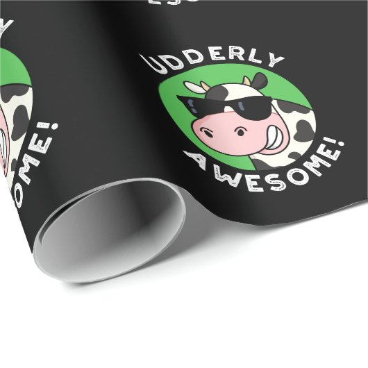 Udderly Geweldige Funny Koe Pun Dark BG Cadeaupapier (Rol Hoek)