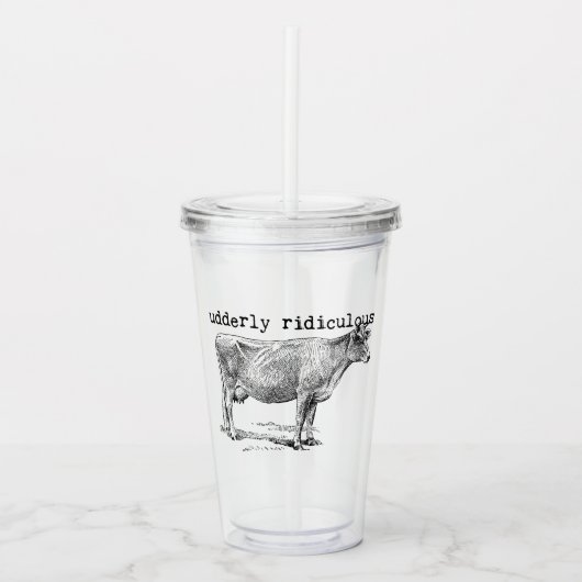 Udderly Ridiculous Punny Cow Acryl Drinkbeker (Voorkant)