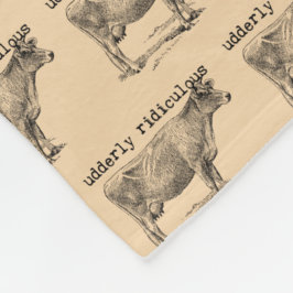 Udderly Ridiculous Punny Cow Fleece Deken
