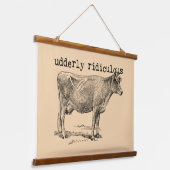 Udderly Ridiculous Punny Cow Hangend Wandkleed (Gebogen)