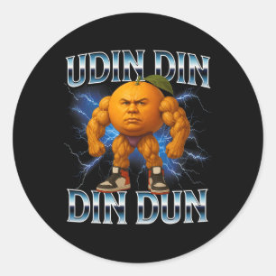 Udin Din Din Dun Grappig Italiaans Brainrot Meme B Ronde Sticker