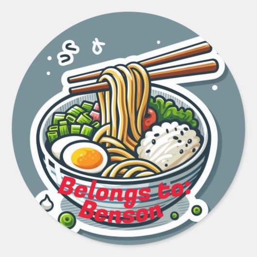 Udo noedels, Uw Naam van het Kind, Terug naar scho Ronde Sticker (Voorkant)