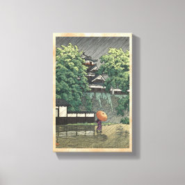 Udo Tower, Kumamoto Castle in de regen Kawase Hasu Canvas Afdruk
