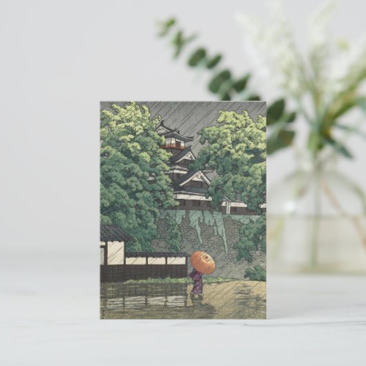 Udo Tower, Kumamoto Castle in Rain - Kawase Hasui Briefkaart (Staand voorkant)
