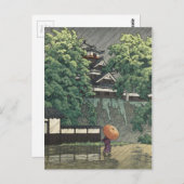 Udo Tower, Kumamoto Castle in Rain - Kawase Hasui Briefkaart (Voorkant / Achterkant)