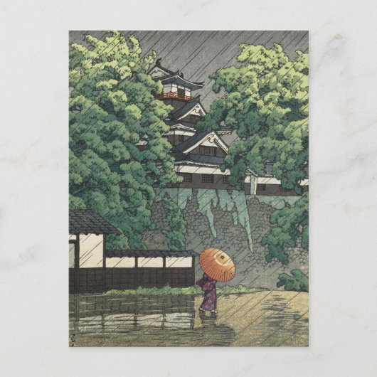 Udo Tower, Kumamoto Castle in Rain - Kawase Hasui Briefkaart (Voorkant)