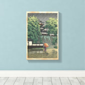Udo Tower, Kumamoto Castle in rain Kawase Hasui Canvas Afdruk (Insitu (Houten vloer))