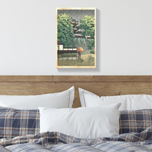 Udo Tower, Kumamoto Castle in rain Kawase Hasui Canvas Afdruk (Insitu (Slaapkamer))