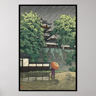 Udo Tower, Kumamoto kasteel in de regen Kawase Has Poster