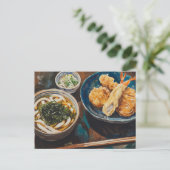 Udon en garnalen briefkaart (Staand voorkant)
