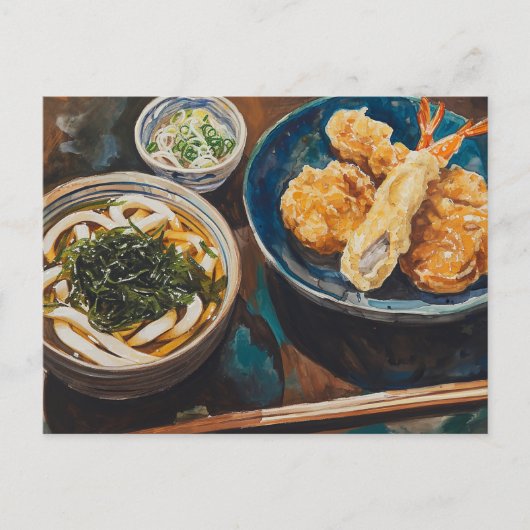Udon en garnalen briefkaart (Voorkant)